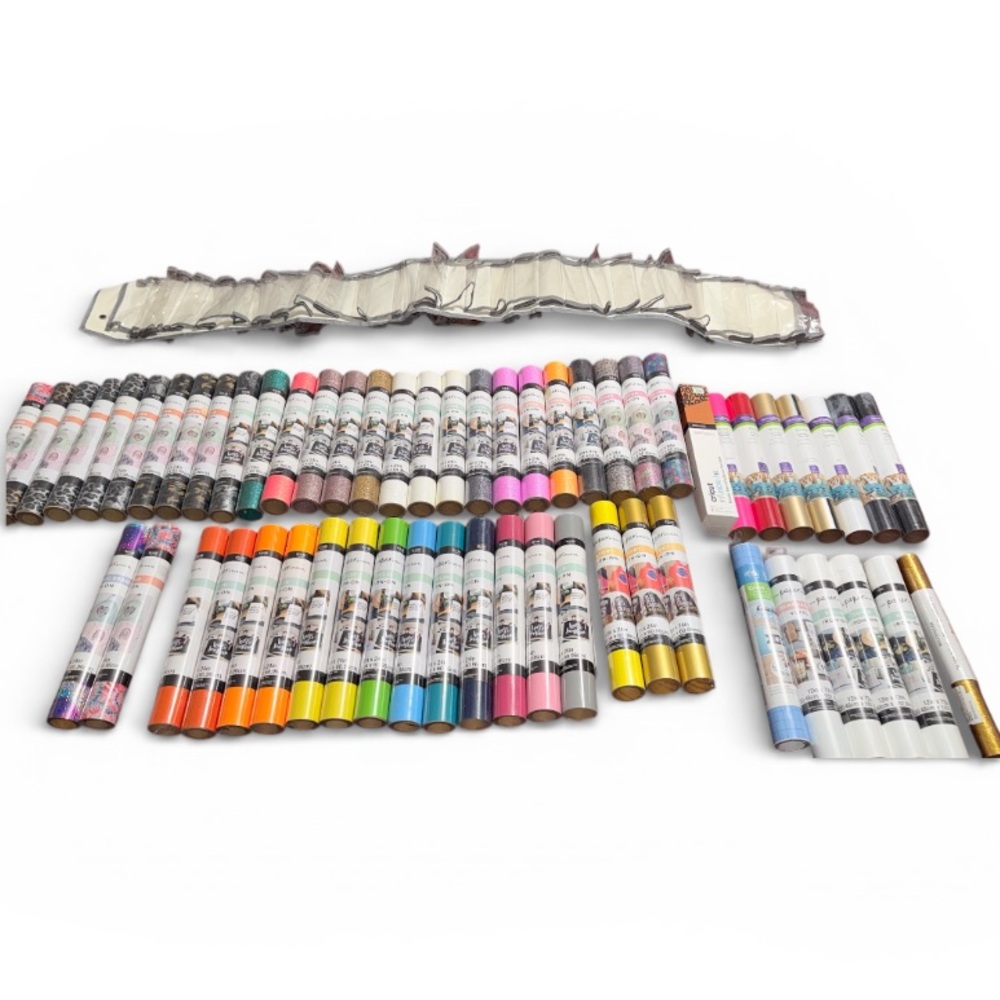 NWT’S Cricut-Compatible Craft Material Lot–Vinyl & Heat Transfer Rolls+Organizer